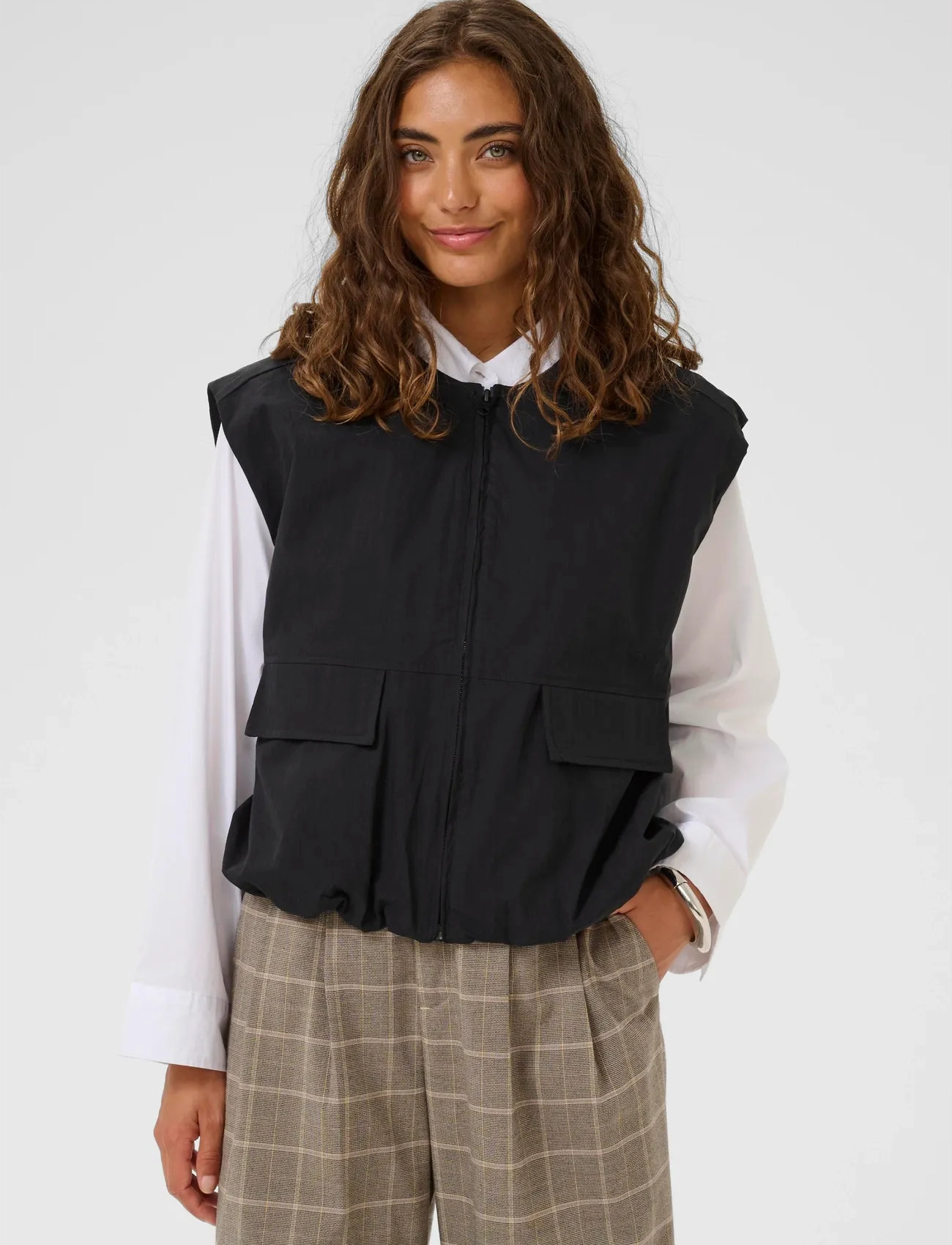 Culture Cucornelie Waistcoat, XS, Black, Veste > Strikkede Veste, Dame