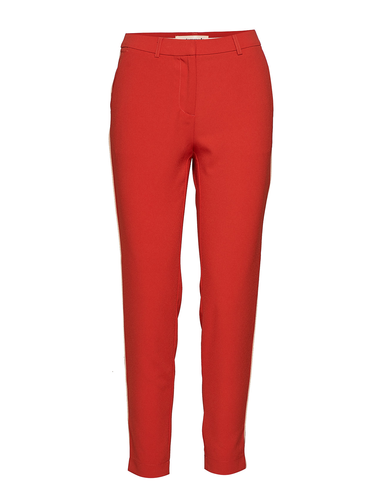 Muno Pipping Pantalon Met Rechte Pijpen Rood Custommade custommade kopen in de aanbieding