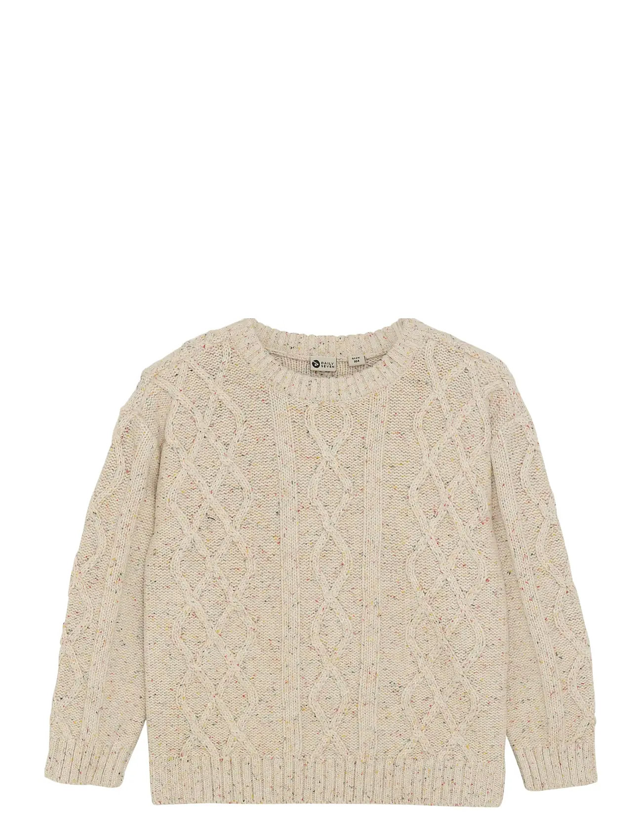 Daily 7 Knitted Sweater Cable, 128, Cream, Strik > Pullovere, Børn
