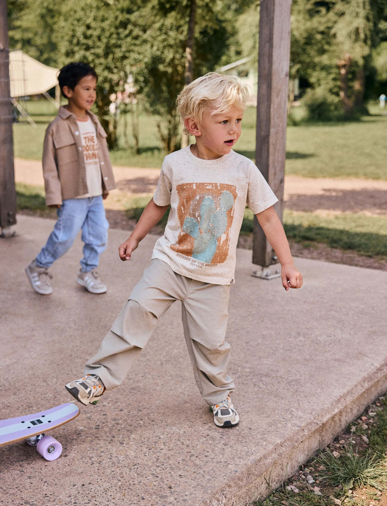 Daily 7 T-Shirt Nappy Print, 104, Cream, T-Shirts > Kortærmede, Børn