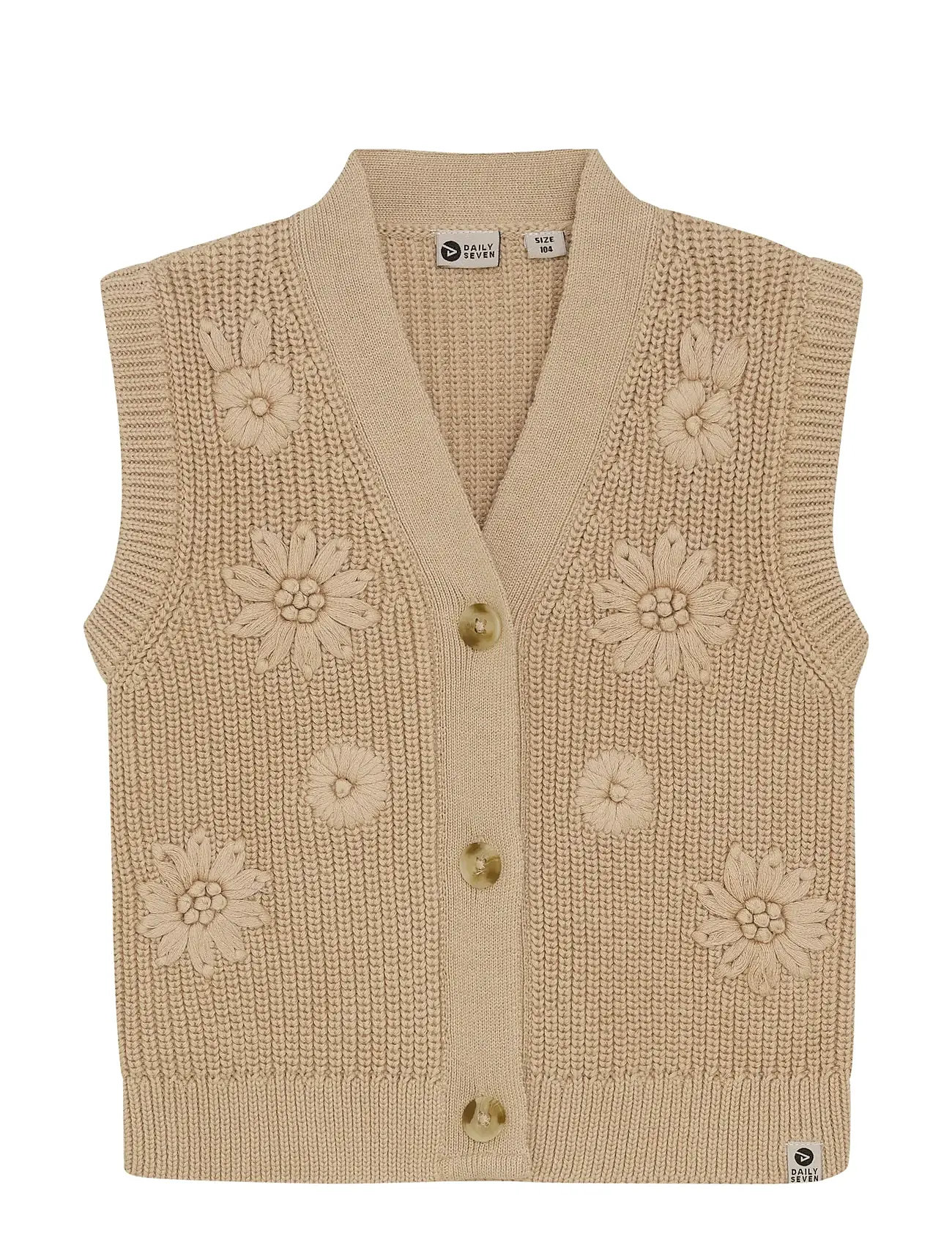 Daily 7 Knitted Gilet, 98D, Beige, Overdele > Veste, Børn