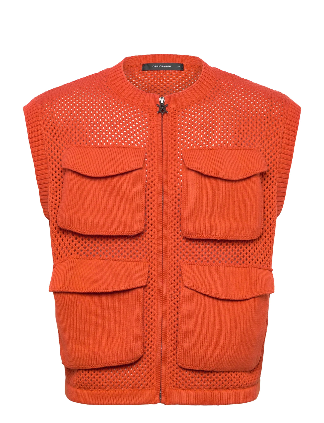 Daily Paper Crochet Vest, M, Orange, Strik > Strikkede Veste, Herre