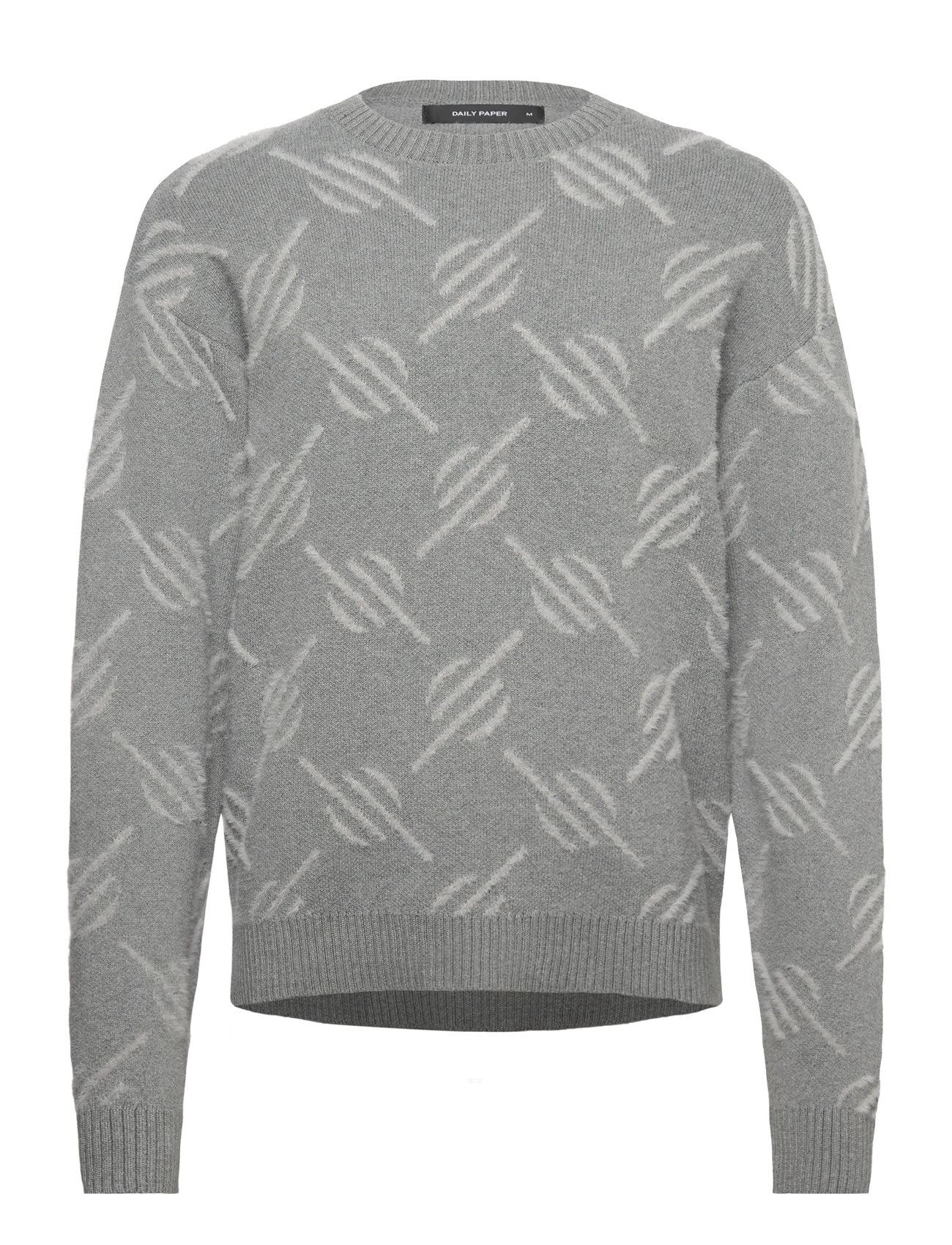 Daily Paper Tevin Monogram Knit Sweater, XXL, Grey, Strik > Runde Halse, Herre