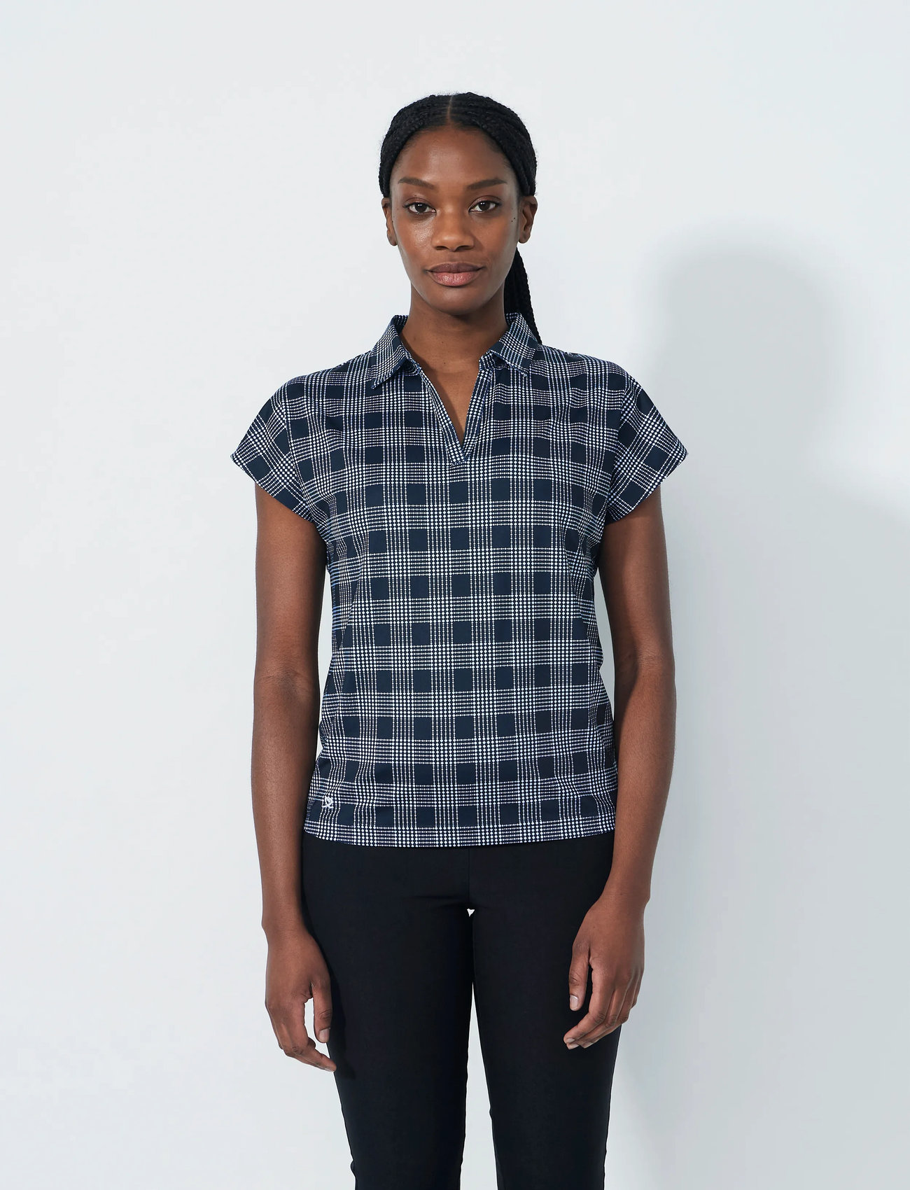 Daily Sports Checked Cap S Polo Shirt, S, Navy, Sports Overdele & T-shirts > Sport Polos, Dame