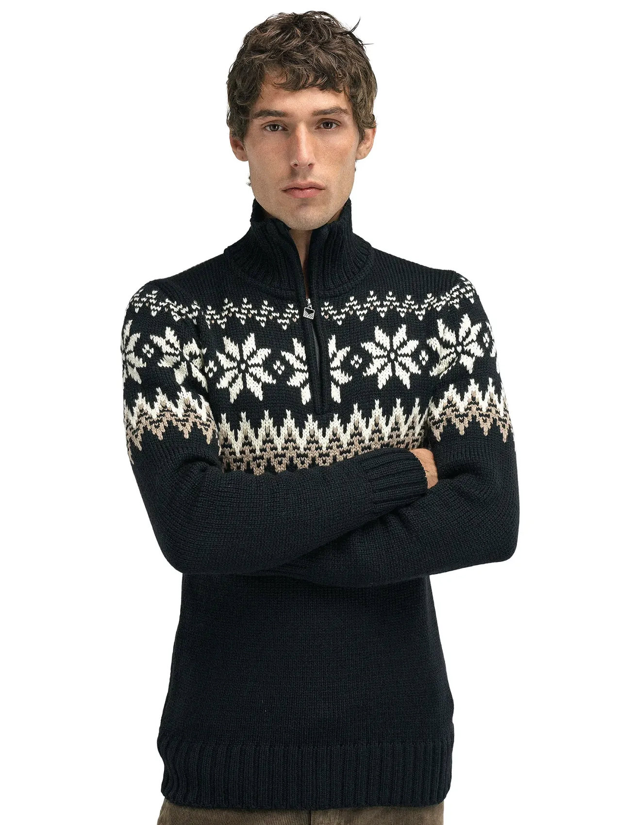 Dale of Norway Myking Masc Sweater, S, Black, Strik > Trøjer Med Halv Lynlås, Herre