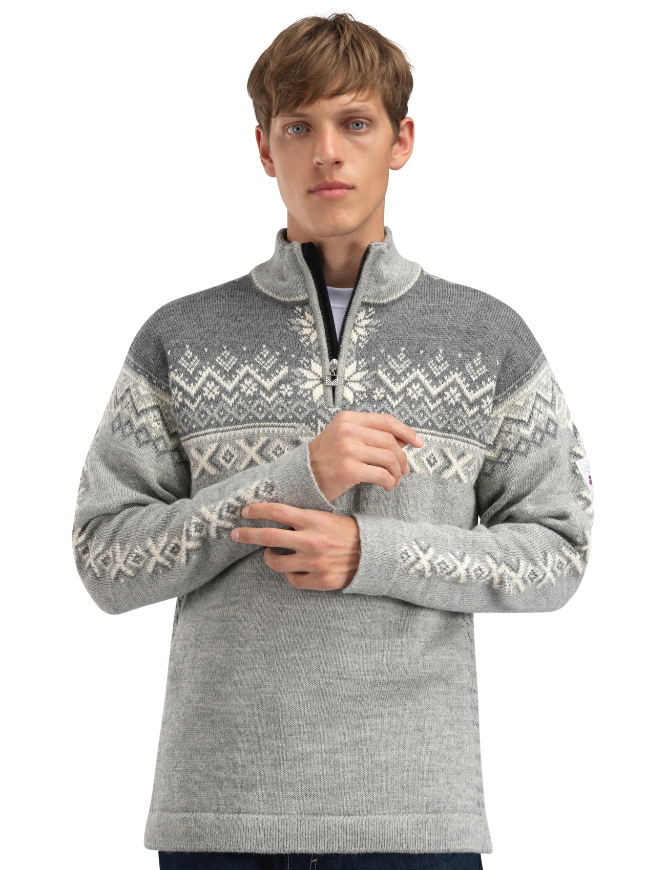 Dale of Norway 140Th Anniversary Masc Sweater, S, Grey, Strik > Trøjer Med Halv Lynlås, Herre