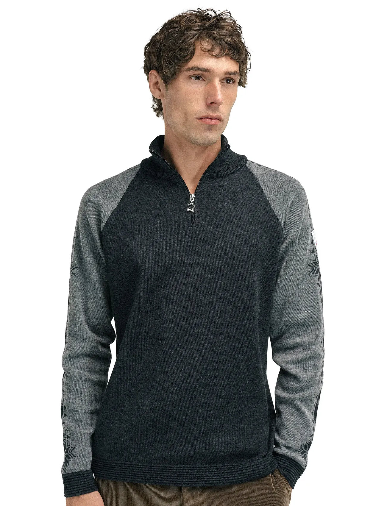 Dale of Norway Geilo Masc Sweater, S, Black, Strik > Trøjer Med Halv Lynlås, Herre