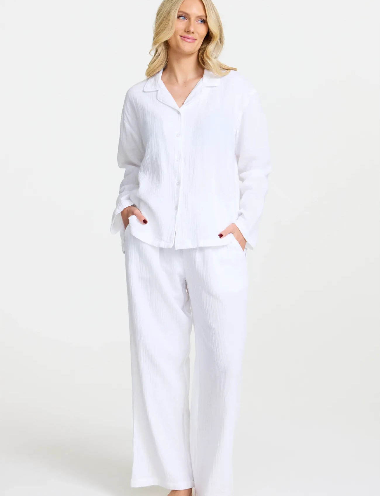 Damella of Sweden Pyjamas, XL, White, Nat- Og Opholdstøj > Pyjamas (set), Dame