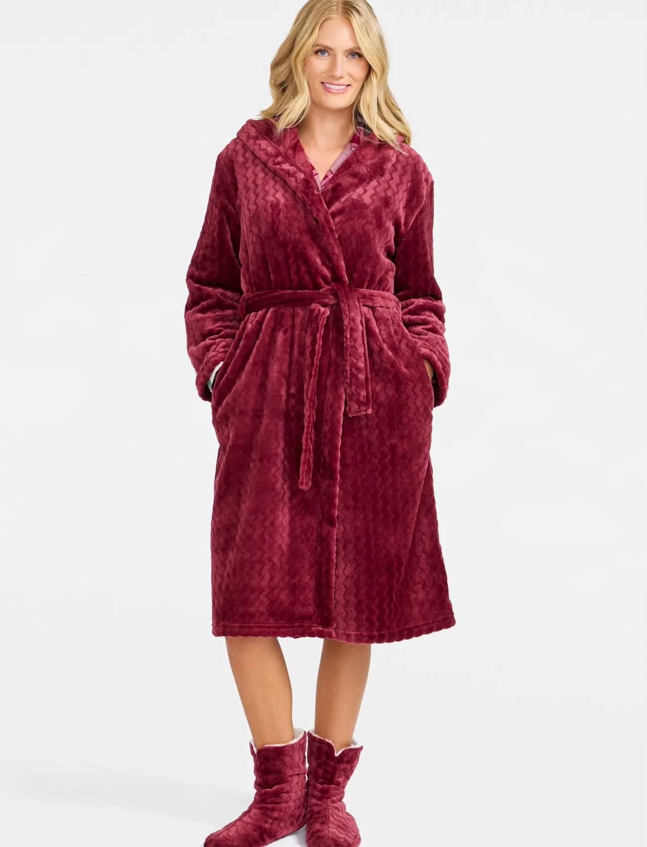 Damella of Sweden Robe, L, Burgundy, Nat- Og Loungewear > Morgenkåber, Dame