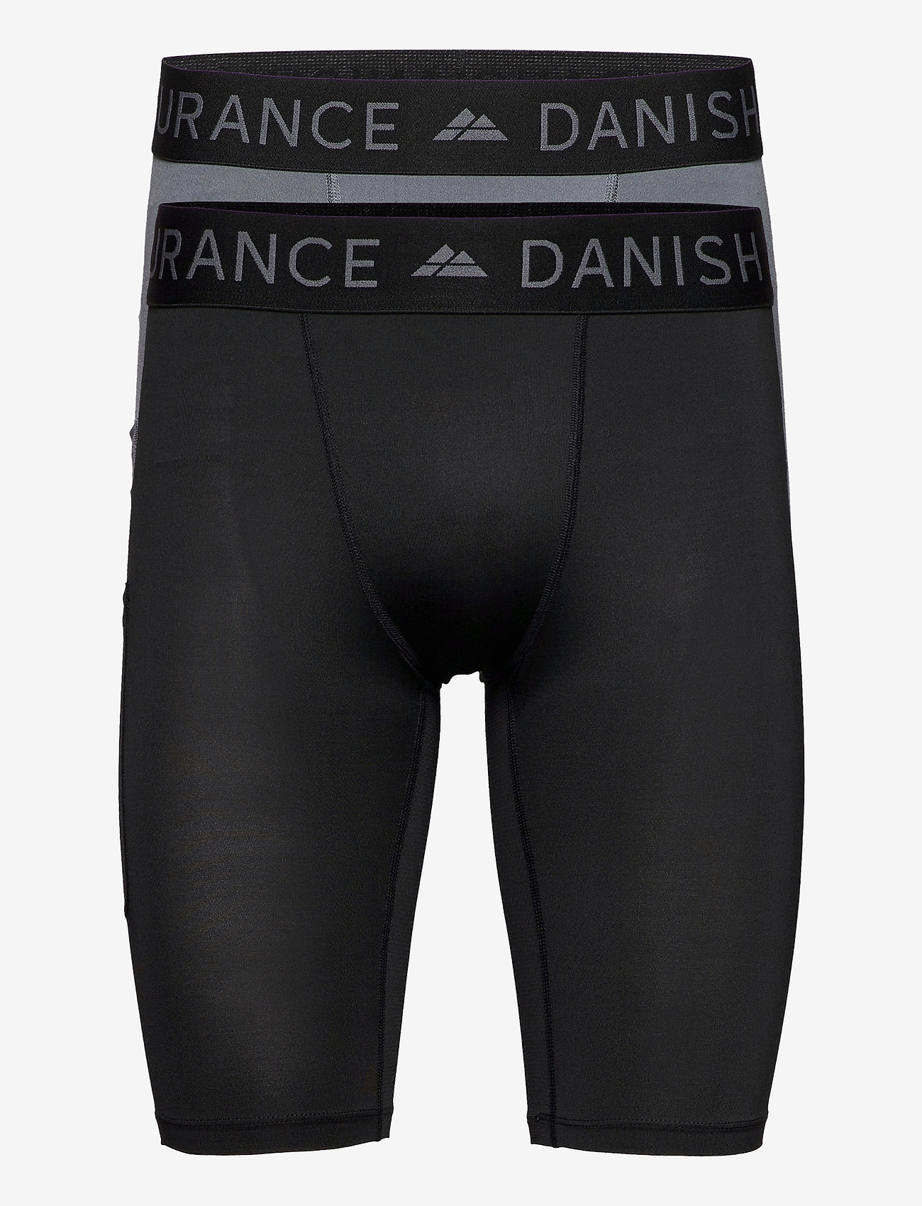 Danish Endurance - Mens Running Compression Tights 2 Pack - träningstights - multicolor (1x black, 1x grey) - 0