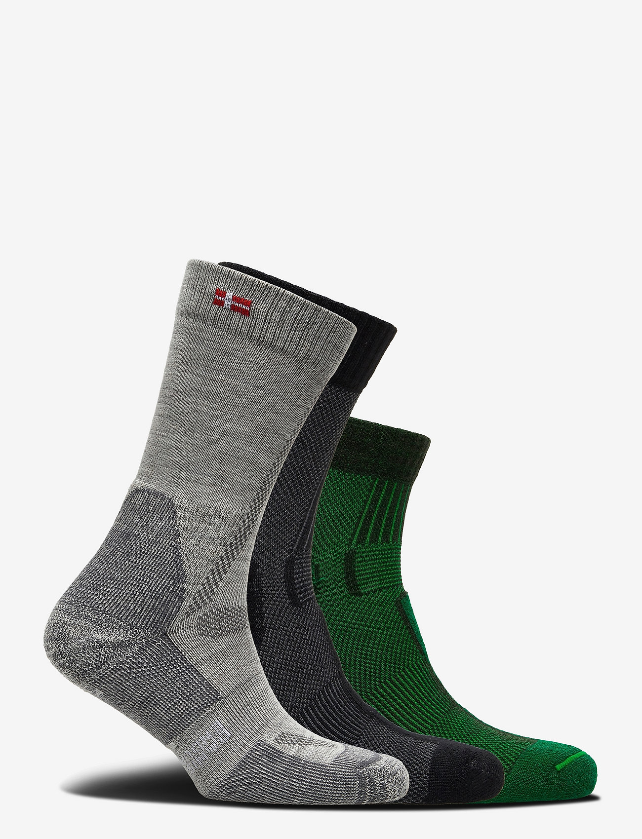 Danish Endurance - Hiking Combo Socks 3 Pack - vanliga strumpor - multicolor (classic grey, light black, low-cut dark green) - 1