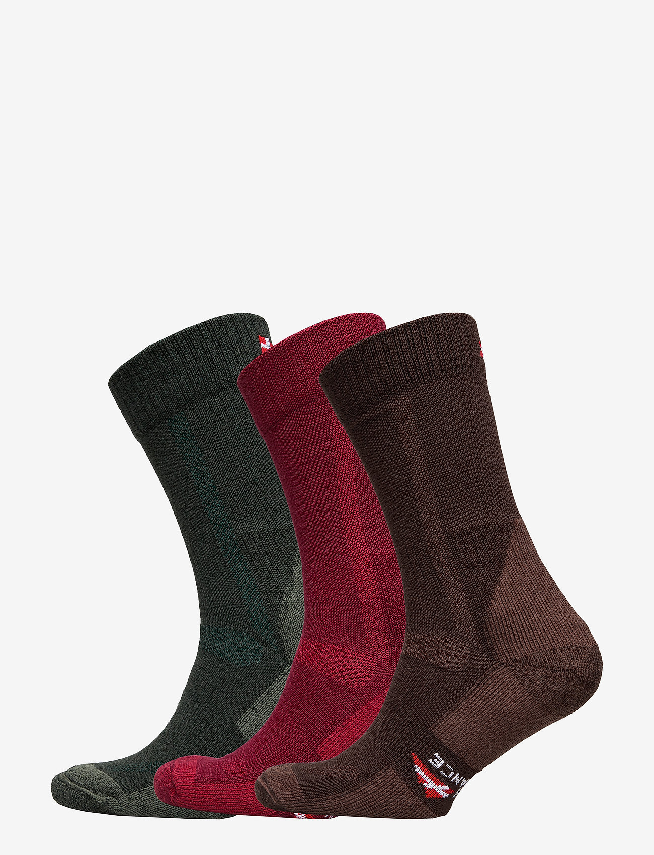 Danish Endurance - Classic Merino Wool Hiking Socks 3 Pack - yogastrumpor - multicolor (green, brown, red) - 0