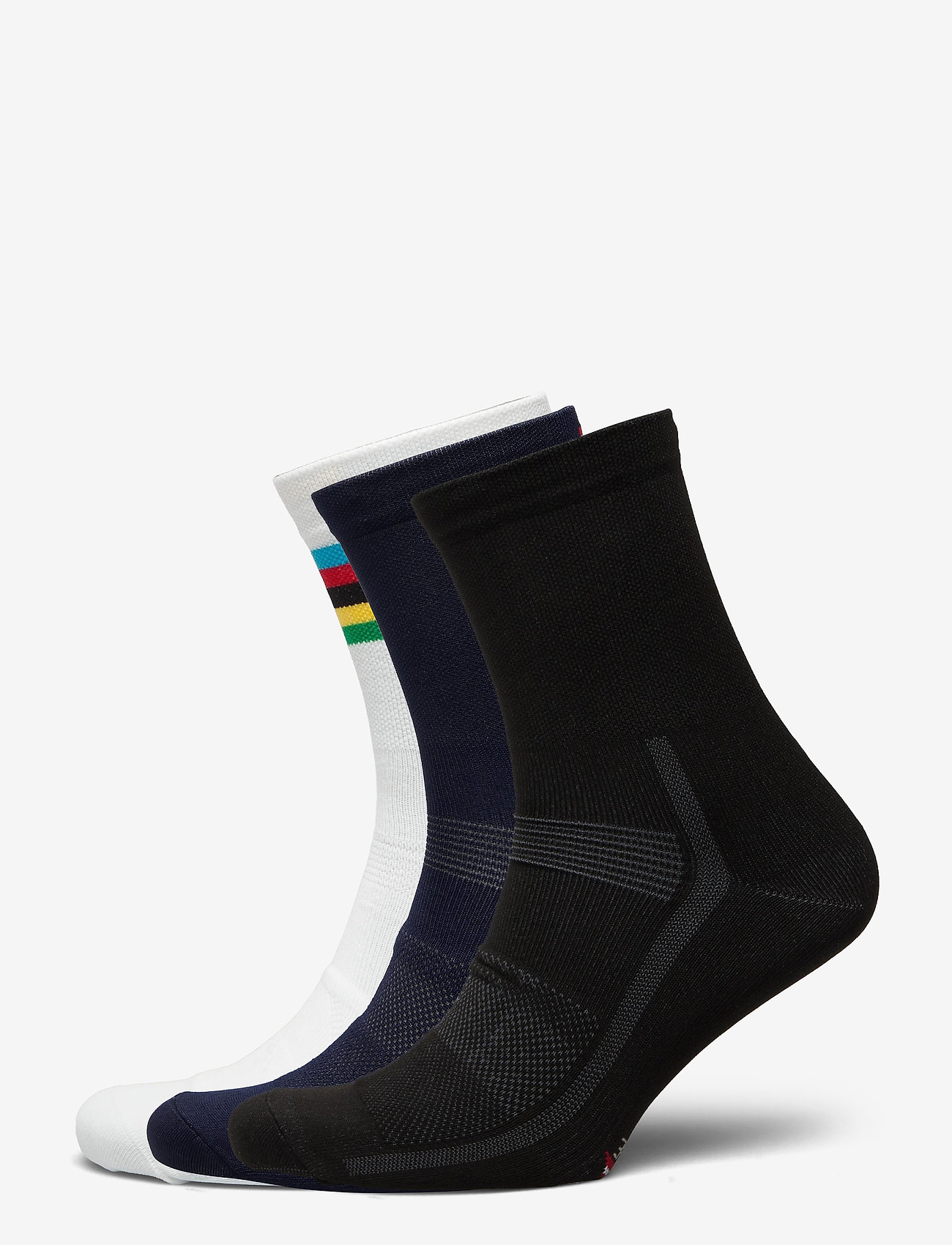 Danish Endurance - High Cycling Socks 3 Pack - cykelutrustning - multicolor (1x black, 1x blue, 1x white/stripes) - 0