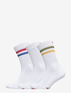 Tennis Performance Crew Socks 3 Pack - yoga-socken - white retro (stripes in red/blue, white, green/yellow)