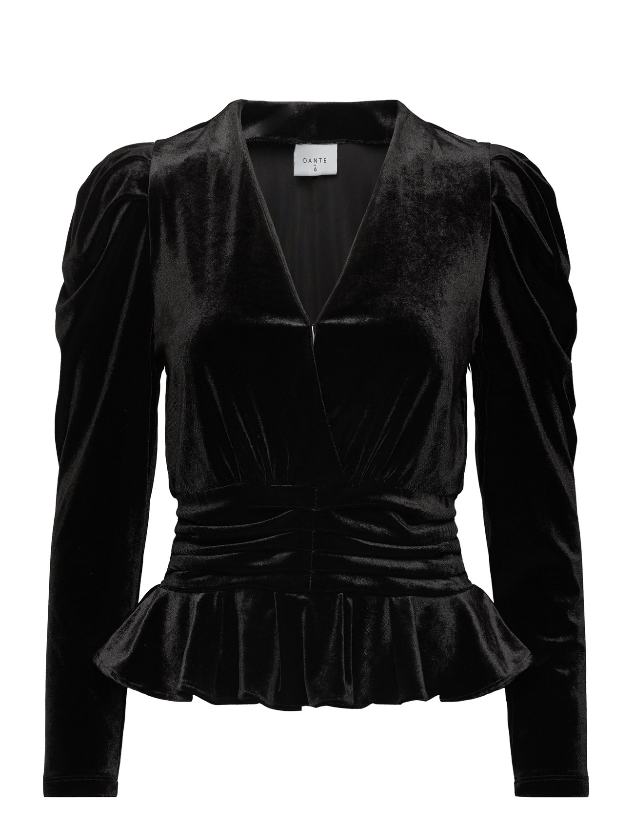 D6Smoke Velvet Peplum Top Tops Blouses Long-sleeved Black Dante6