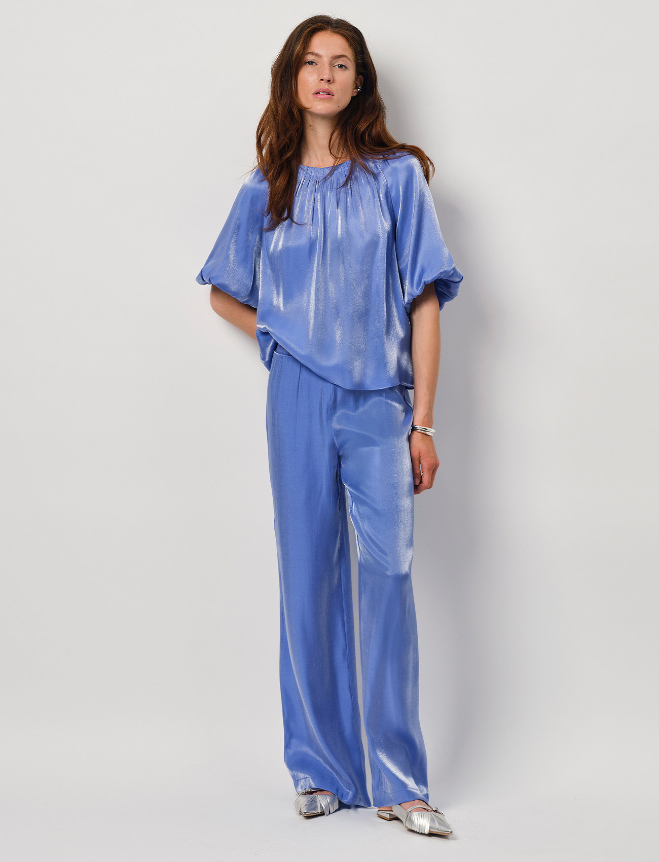 Dante6 Dante6-Simo Shimmer Back Detail Top, 38, Blue, T-Shirts & Toppe > Kortærmede, Dame