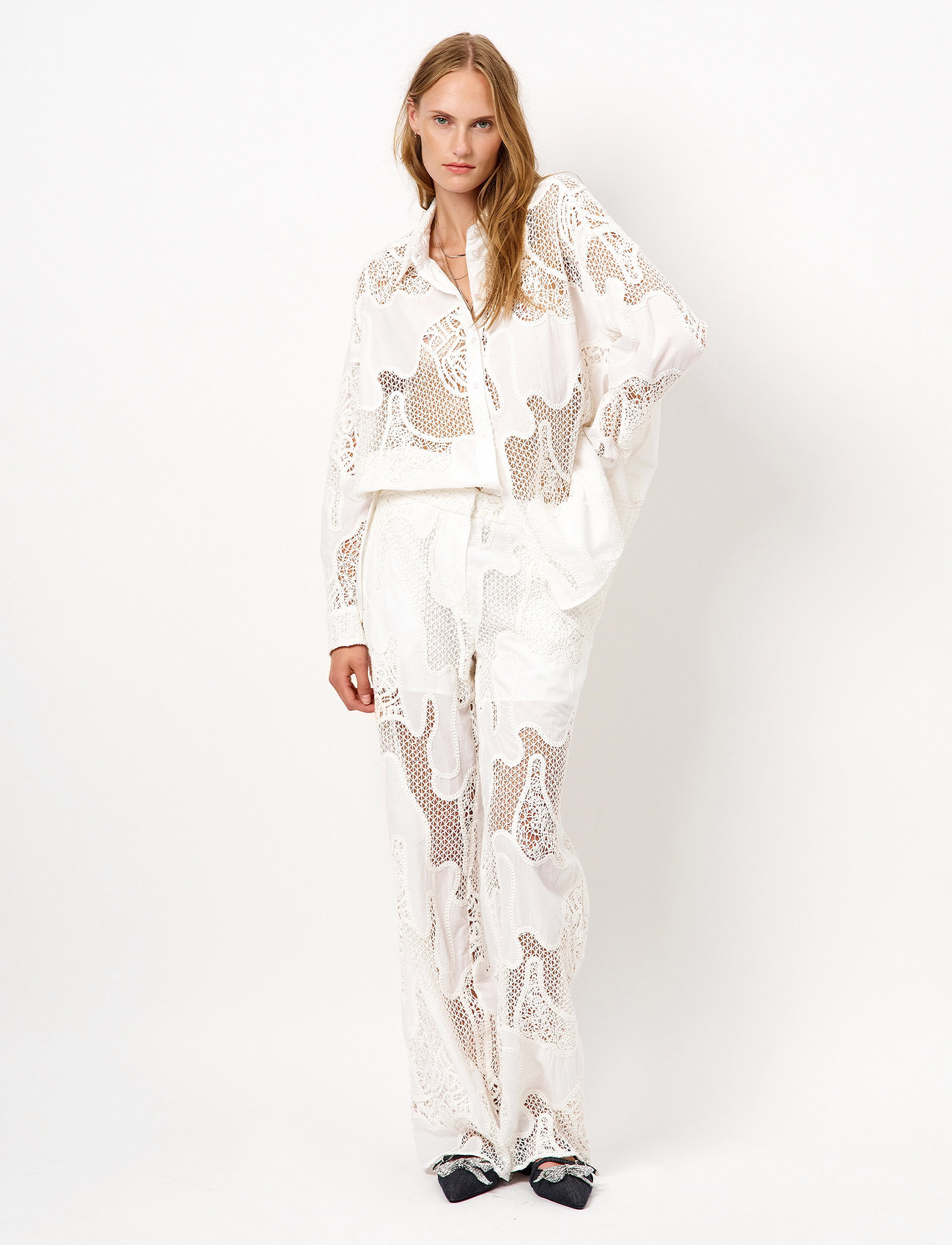 Dante6 Dante6-Eleanor Embroidered Shirt, 40, White, Skjorter > Langærmede, Dame
