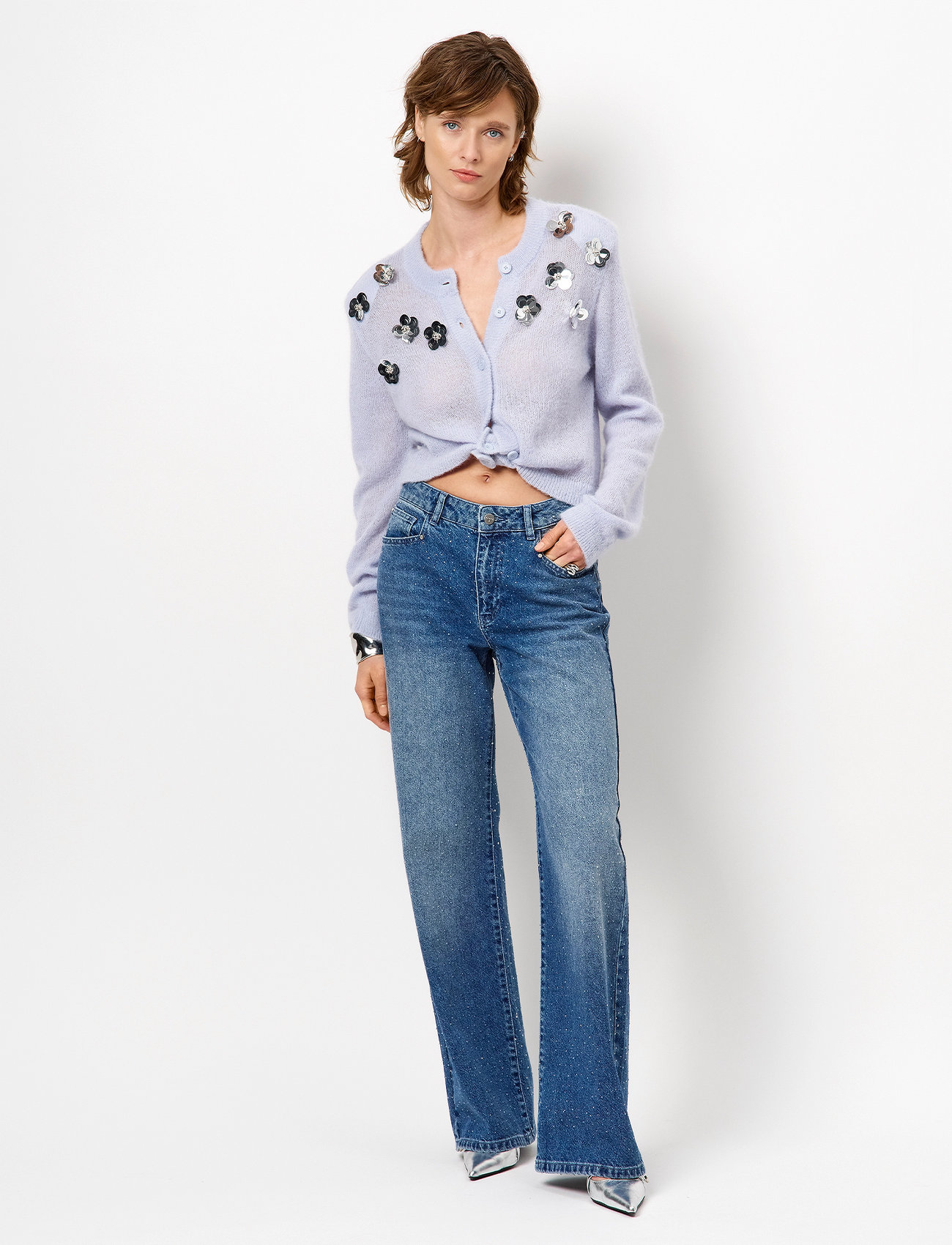 Dante6 Dante6-Fawn Sequin Cardigan, S, Blue, Strik > Cardigans, Dame