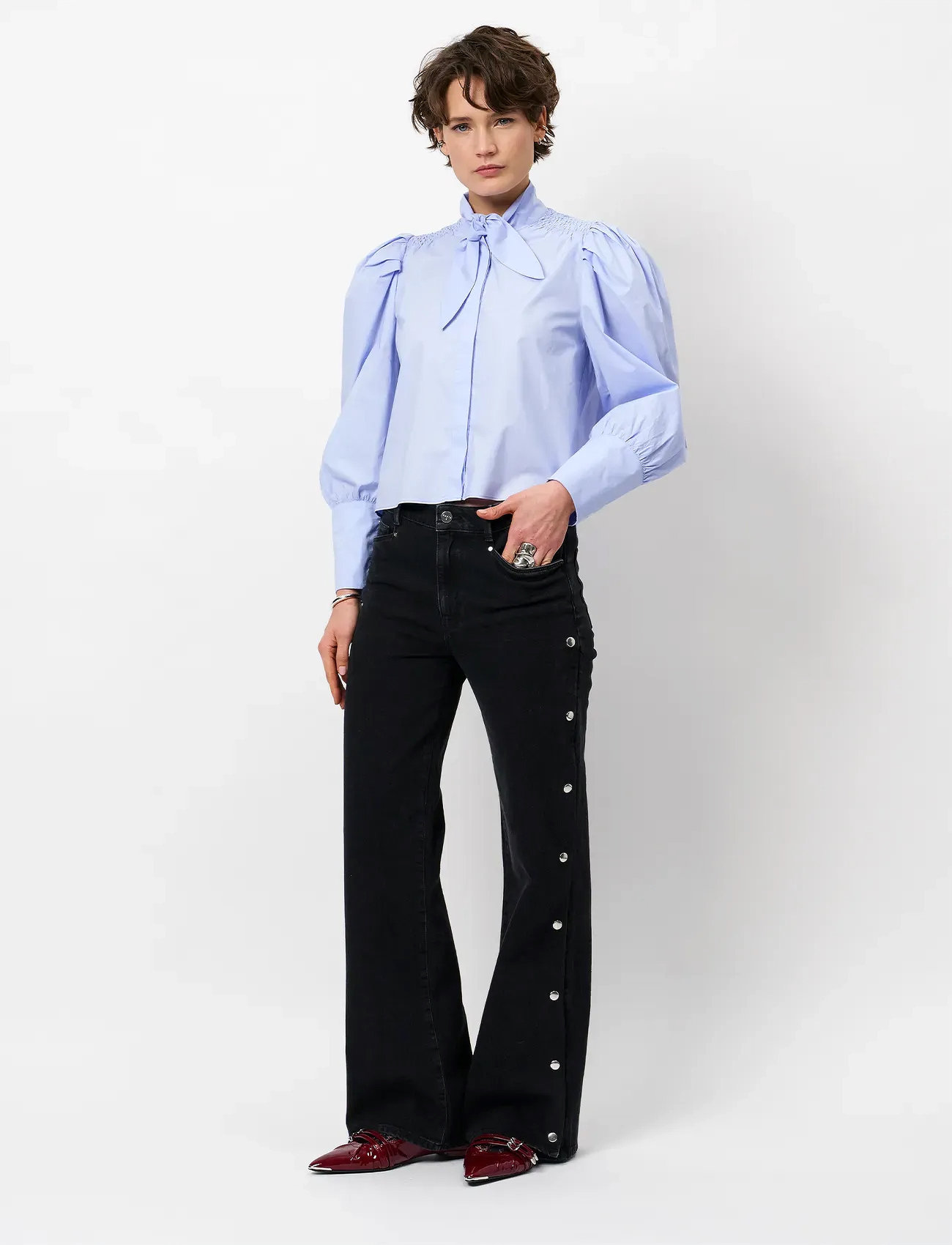 Dante6 Dante6-Casson Smocked Blouse, 36, Blue, Bluser > Langærmede, Dame