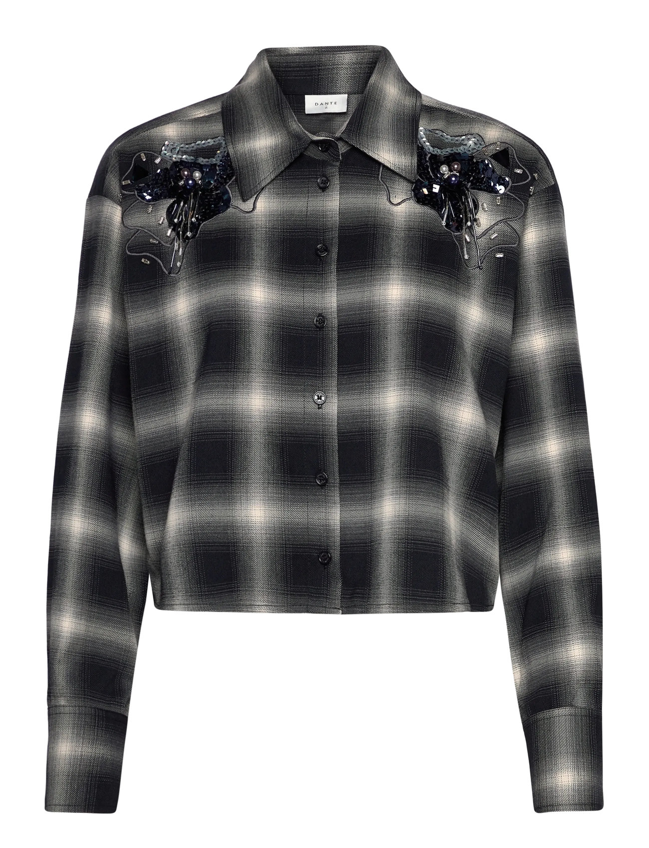 DANTE6 Dante6-Eason Check Embellished Shirt Navy - 38 - Damen
