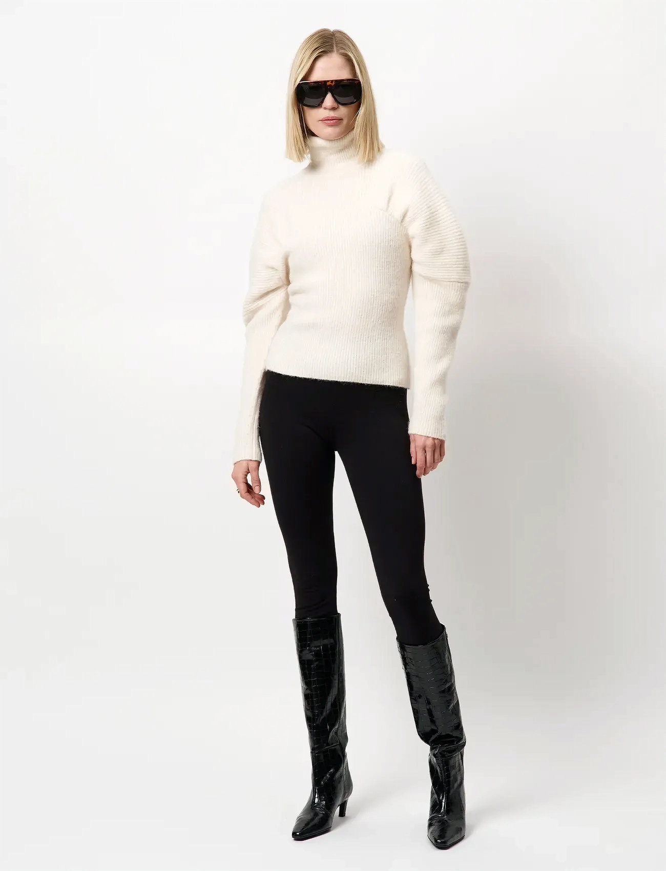 Dante6 Dante6-Rye Pleated Sweater, L, Cream, Strik > Rullekrave, Dame