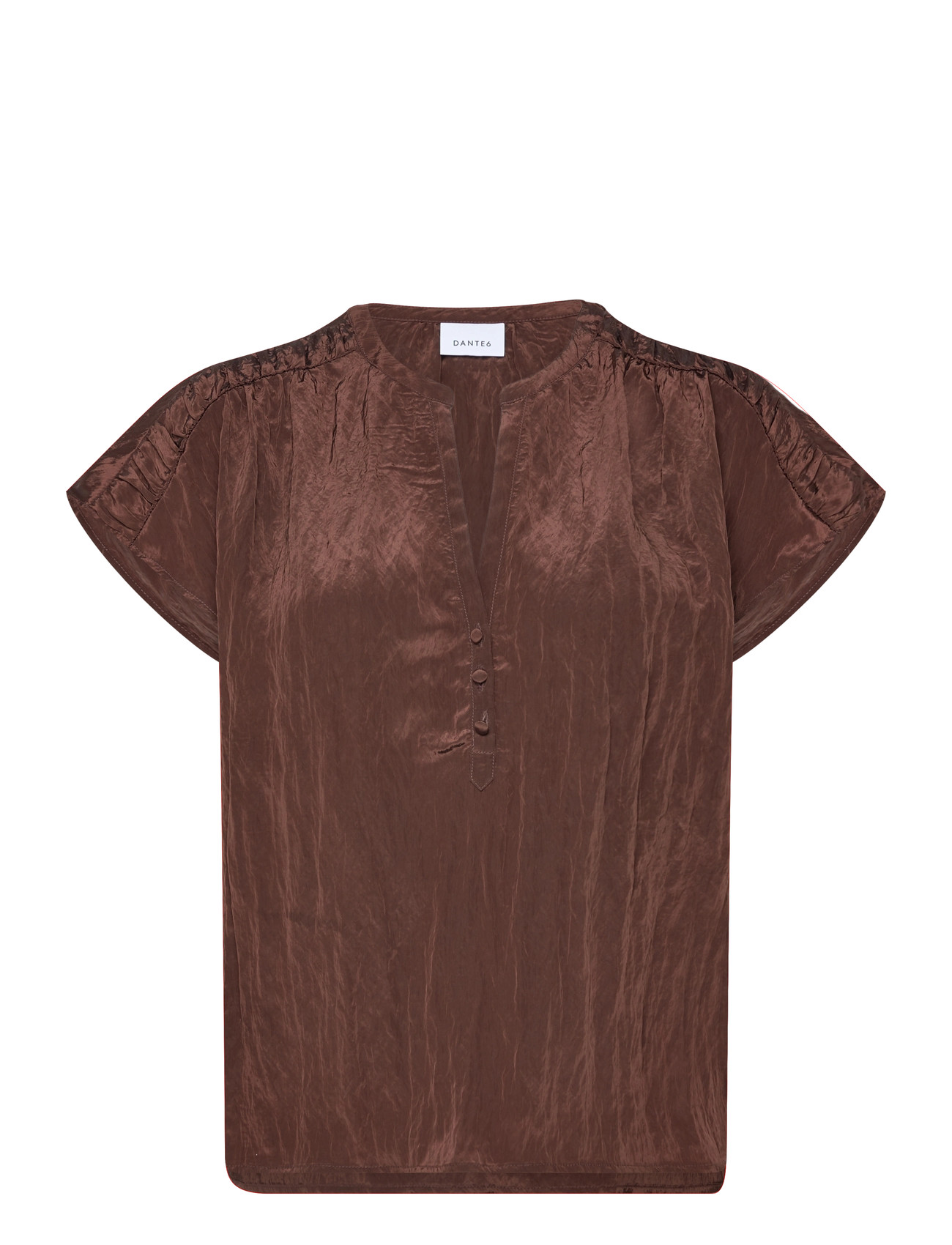 Dante6 Dante6-Rover Detailed Top, 38, Brown, Bluser > Kortærmede, Dame