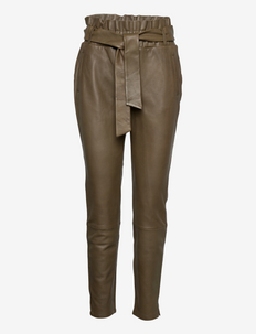 Duncan leather pants - leather trousers - olive green