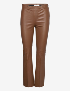 Tyson crop flare leather pants - leather trousers - caramel