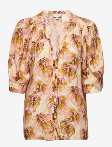 Esmay palm leaves blouse - kortærmede bluser - multicolour