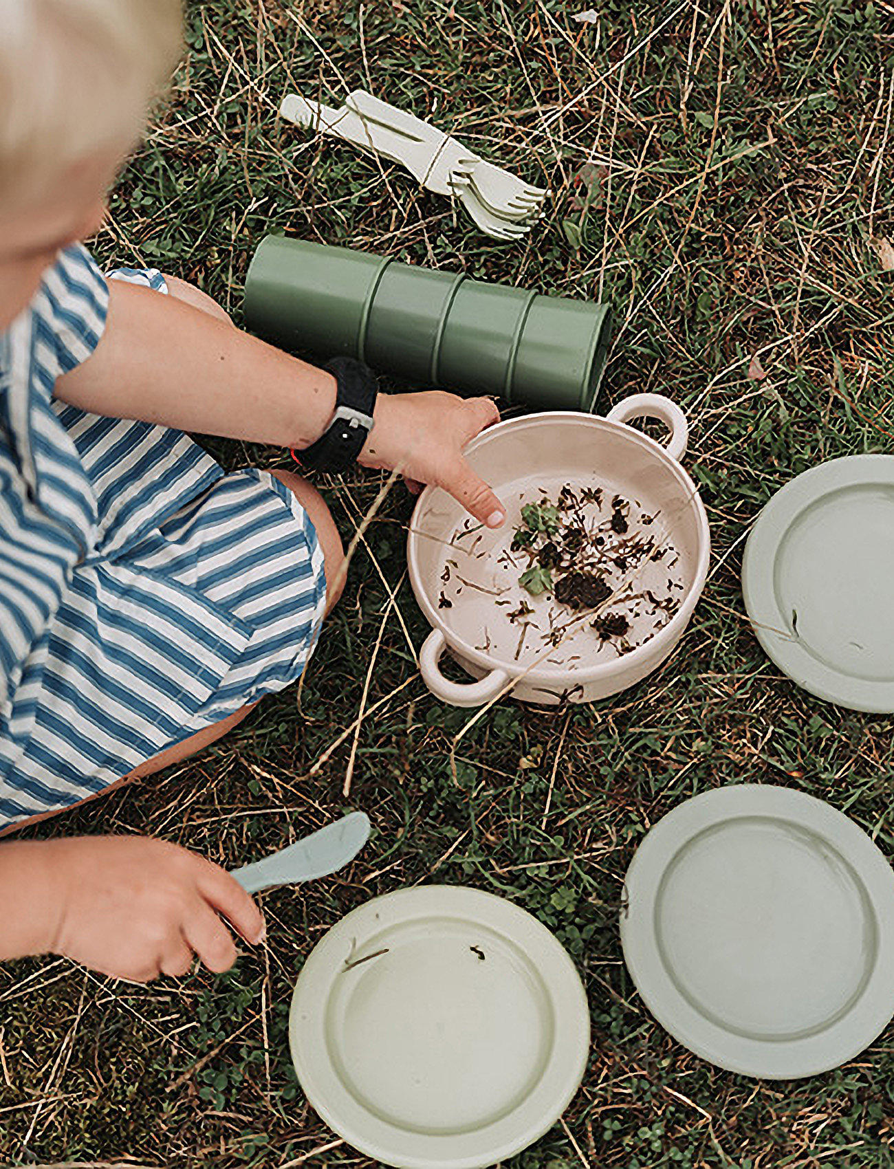 Dantoy Green Bean Pot-Sieve-Pan 7 Pcs, One Size, Multi/patterned, Legetøjskøkkener Og Tilbehør > Tilbehør Til Legetøjskøkkener, Børn