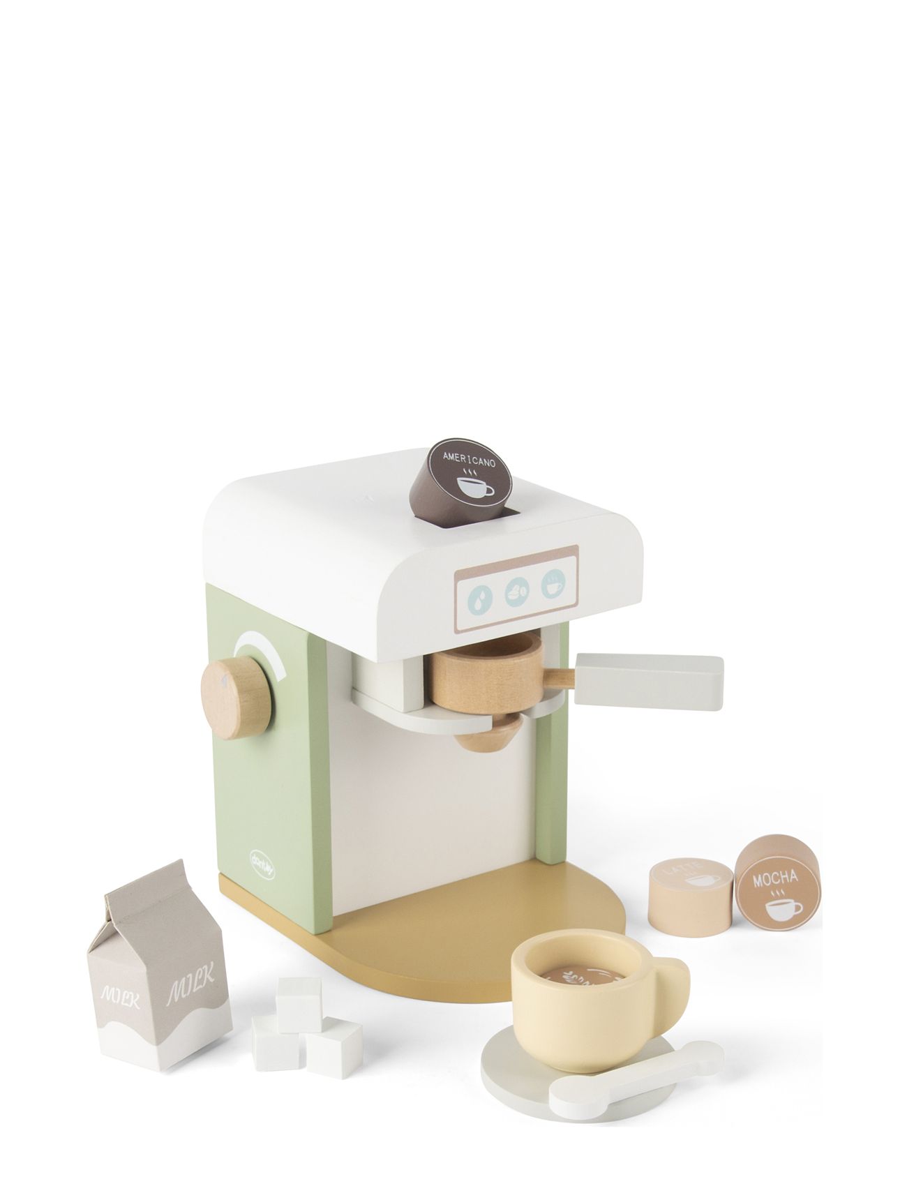 Coffee Machine Wood Xl In Gift Box 14 Parts Toys Toy Kitchen & Accessories Coffee & Tea Sets Multi/patterned Dantoy