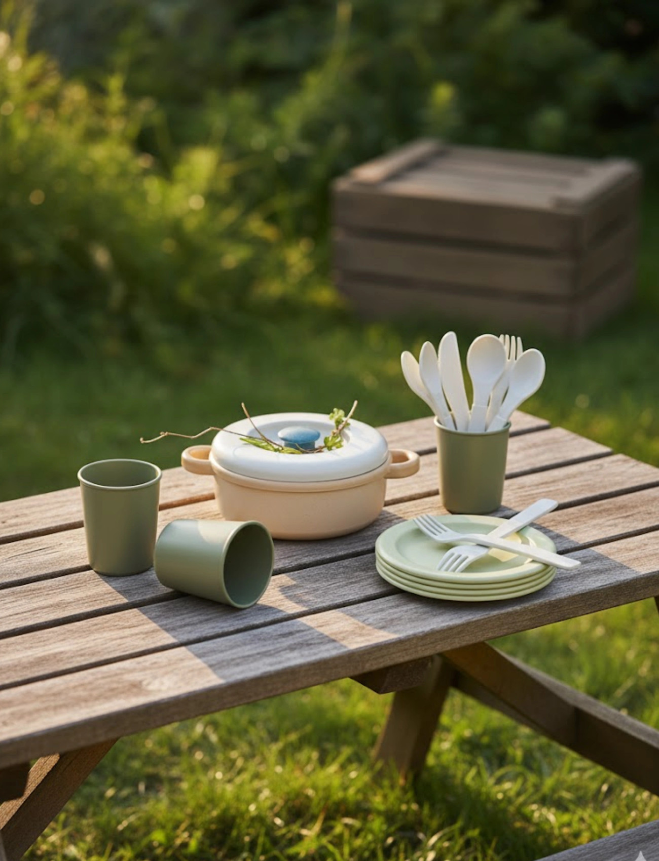 Dantoy Bio Dinner Set In Gift Box, 17.5X 34.5X 19 cm, Cream, Legetøjskøkkener Og Tilbehør > Tilbehør Til Legetøjskøkkener, Børn