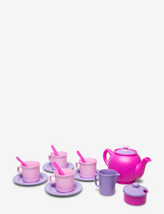 MY LITTLE P. TEA SET IN NET 17 PCS - kaffe- & tesett - pink, white, red, purple