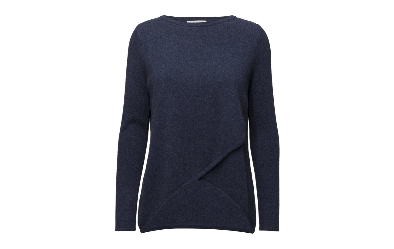 100 Cashmere Front Denim Blue Cachemire Sweater Davida Wrap RwqdYAA