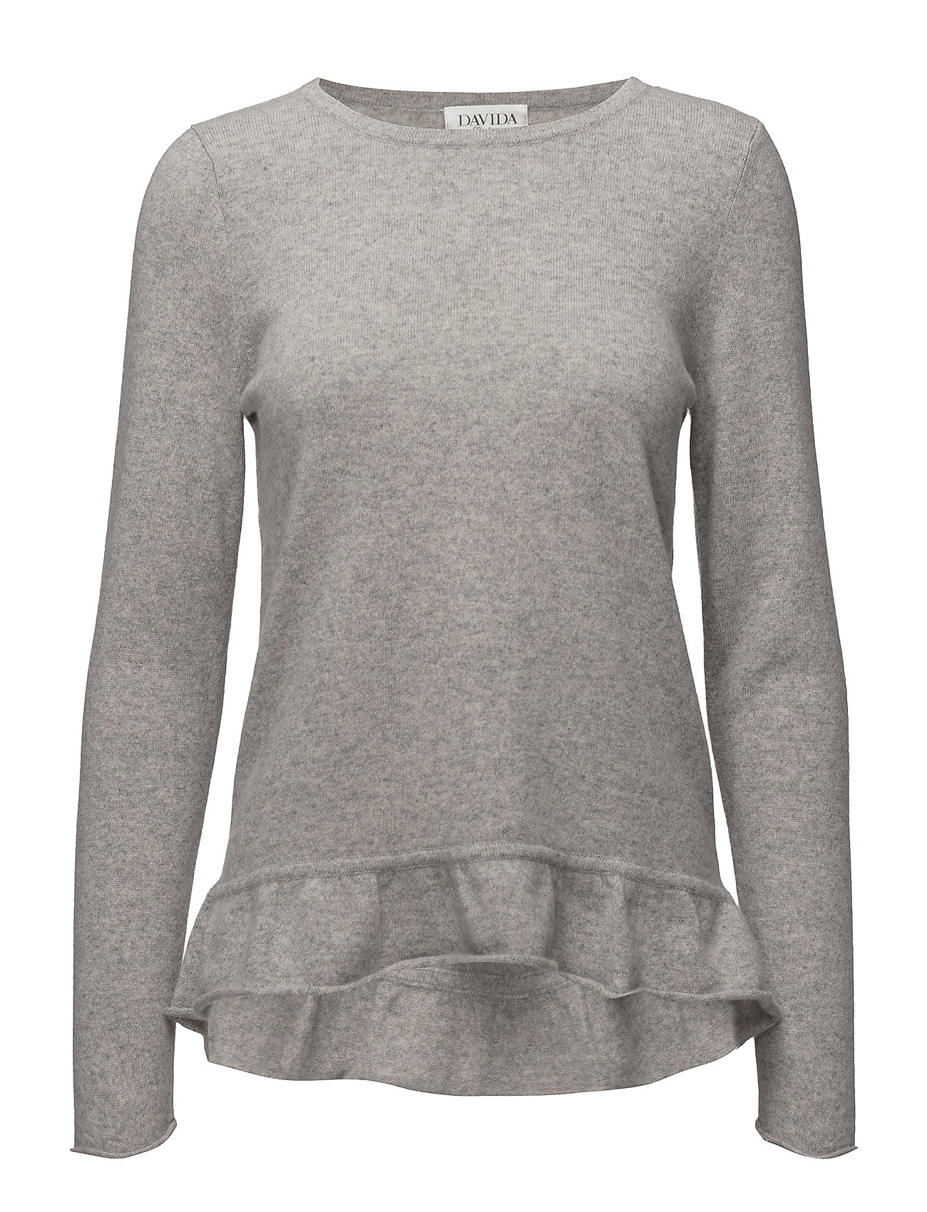 Sweater Flounce Gebreide Trui Grijs Davida Cashmere davida cashmere kopen in de aanbieding