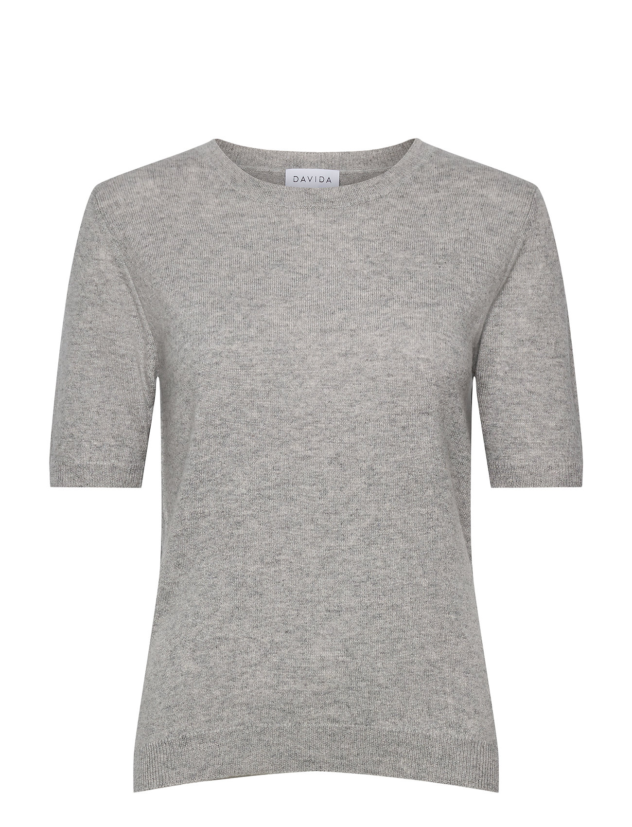 Hvid Davida Cashmere T-Shirt Over D T-Shirts Tops Knitted Grå Davida Cashmere sweatere & strik for dame Pashion.dk