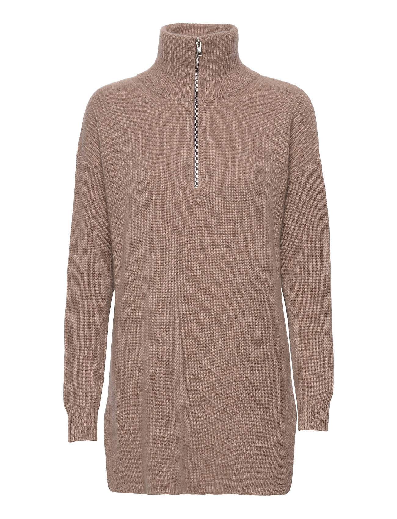 Davida Cashmere Half Zip Ribbed Long Sweater Mink 1623 Kr Boozt