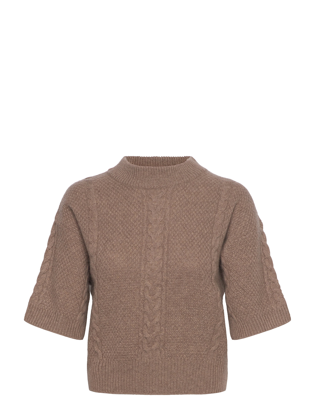 Davida Cashmere Cable Short Sleeve Sweater Brun