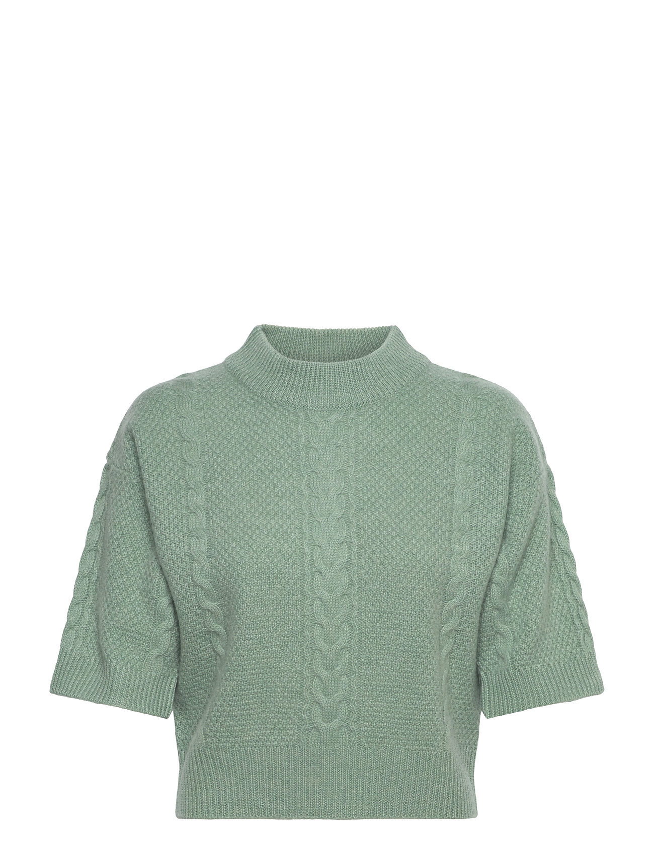 Davida Cashmere Cable Short Sleeve Sweater Grön