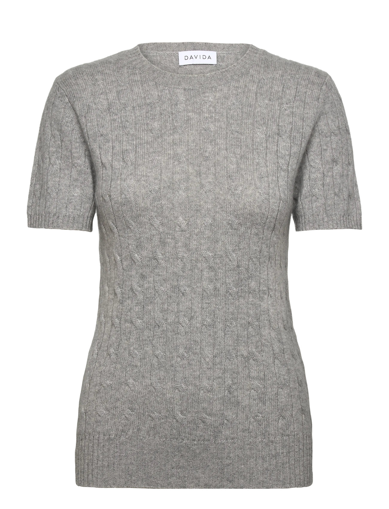 DAVIDA CASHMERE T-Shirt Cable Grau - M - Damen