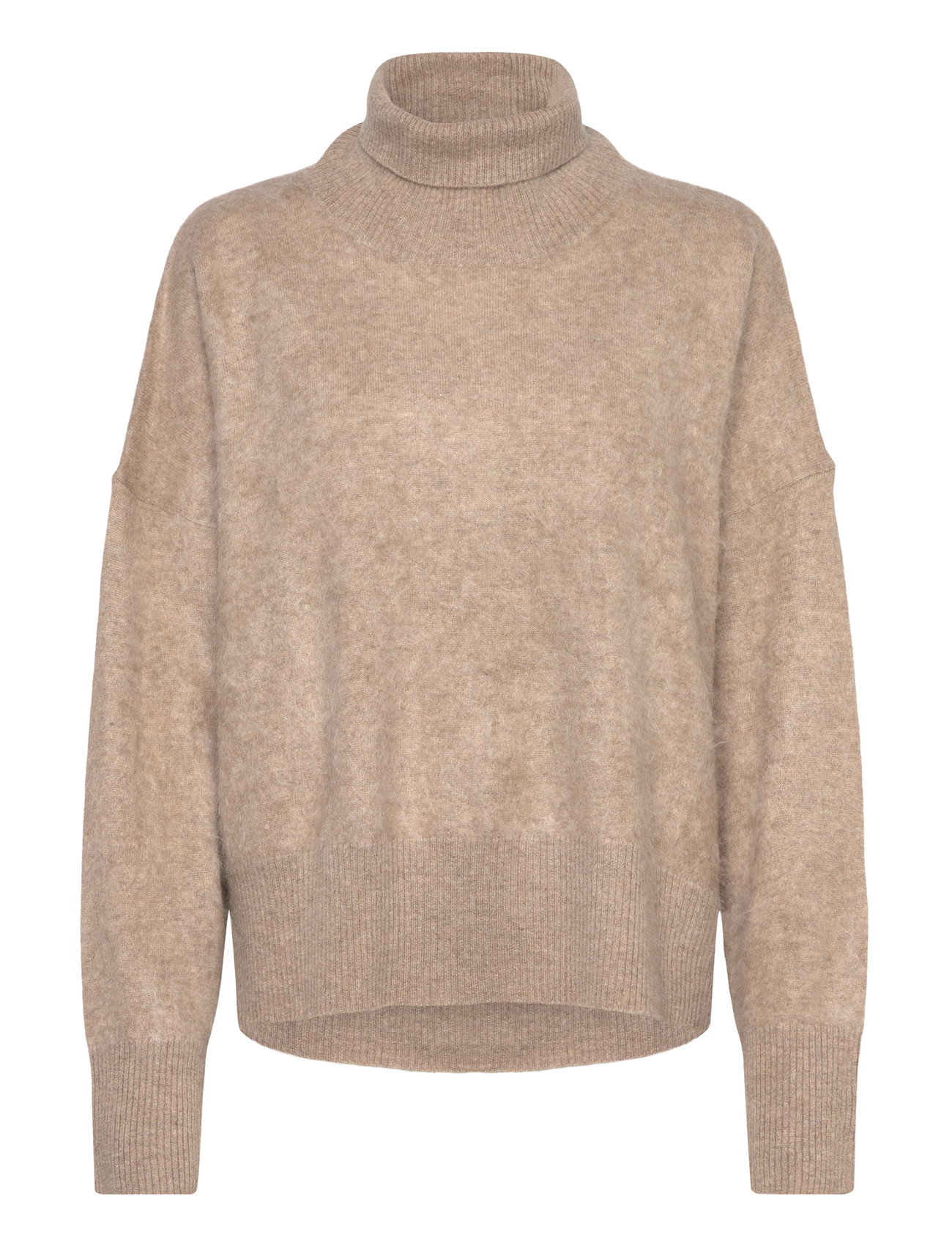 DAVIDA CASHMERE Brushed Roll Neck Pullover Beige - M - Damen