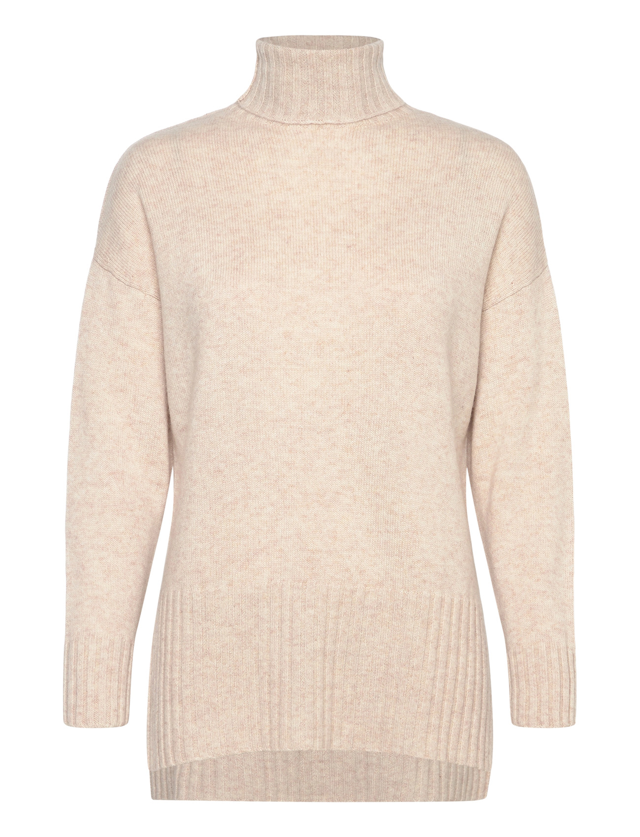DAVIDA CASHMERE Rollkragen Oversized Slits Beige - S - Damen