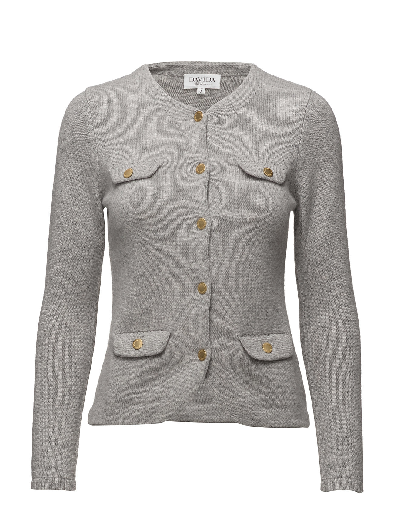 Jacket Gebreide Trui Cardigan Grijs Davida Cashmere davida cashmere kopen in de aanbieding