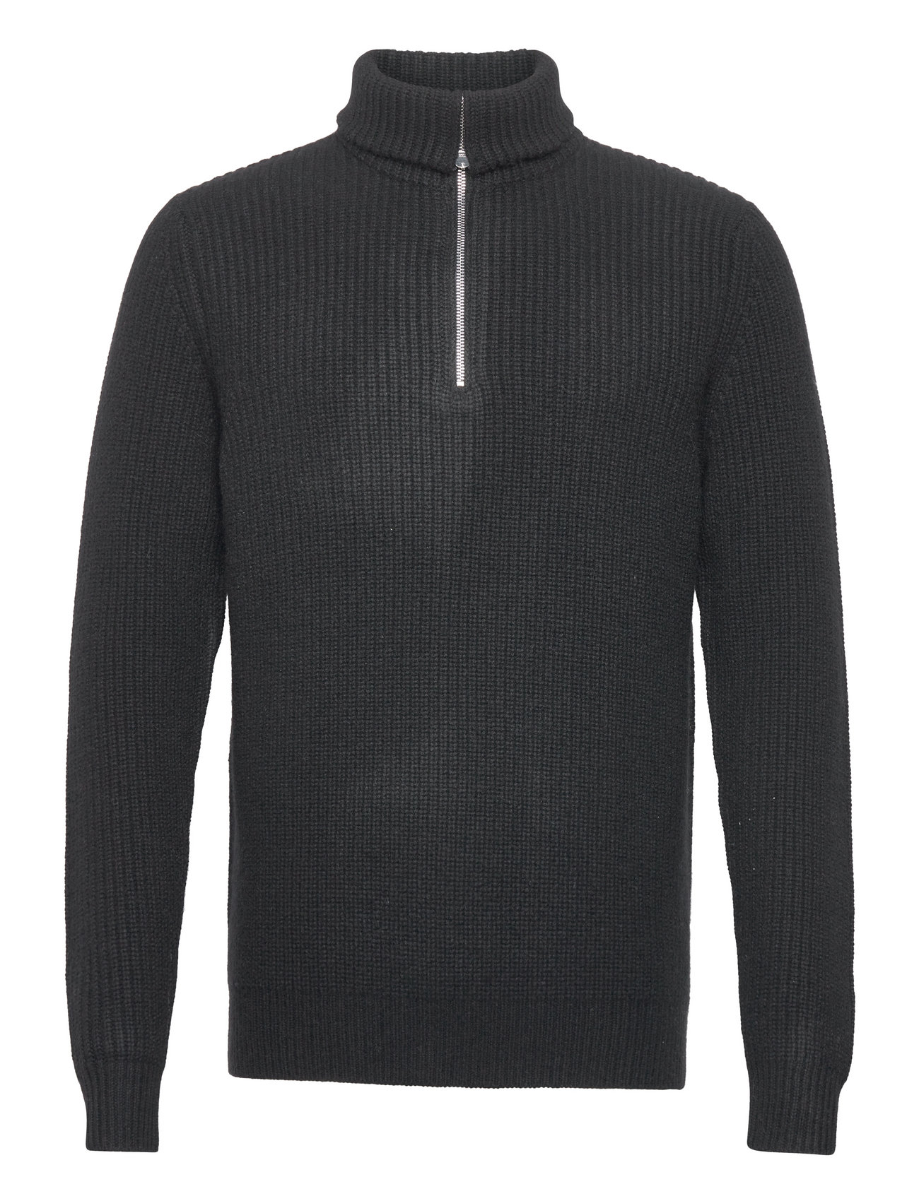 Davida Cashmere Man Chunky Rib Half Zip (Black), (209.30 €) | Large ...