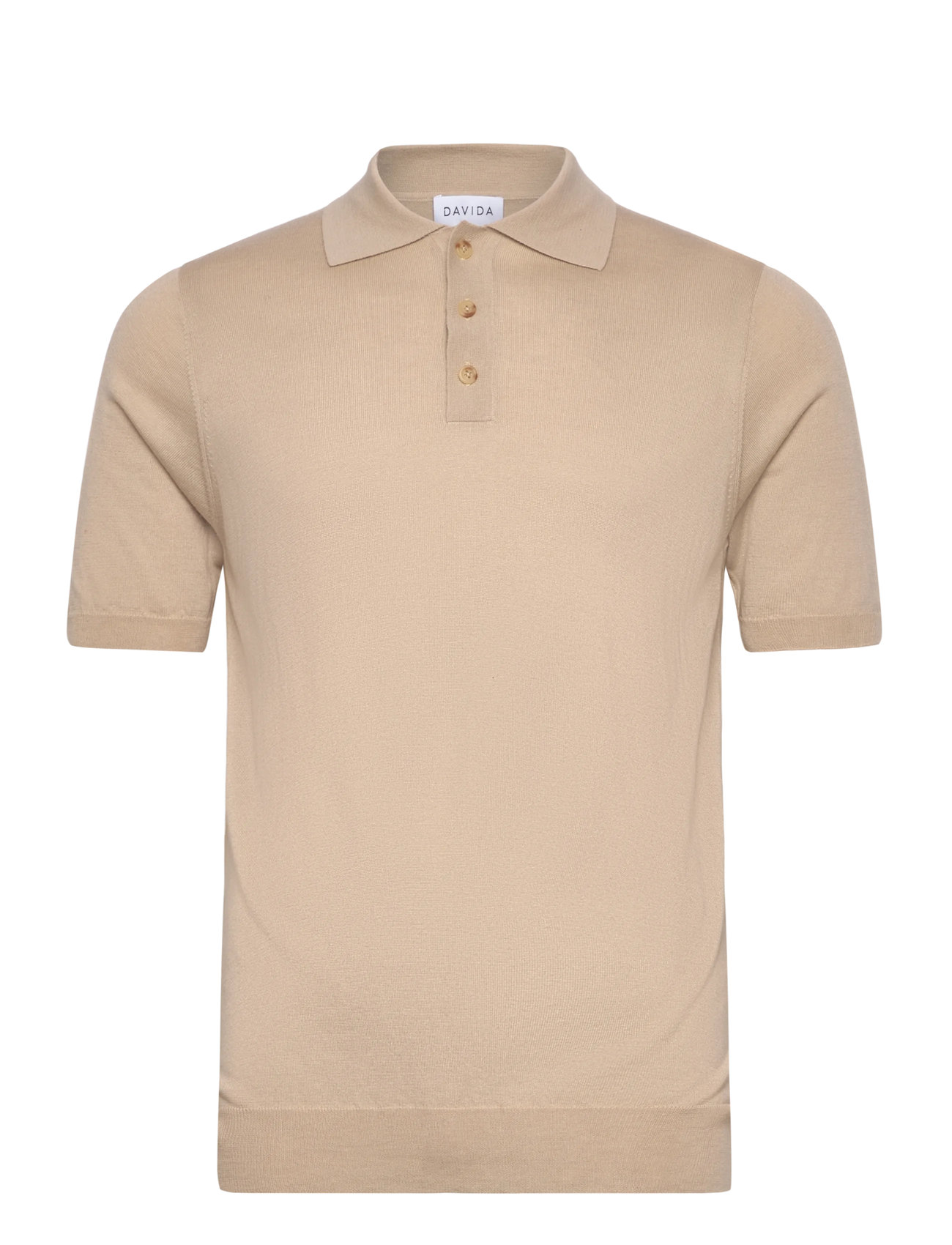 DAVIDA CASHMERE Man Fine Knit Pique Beige - M - Herren