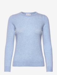 Basic O-neck Sweater - BLUE FOG