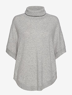 Turtleneck Round Poncho - LIGHT GREY
