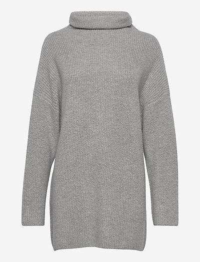 Oversized Rib Sweater - polotröjor - light grey