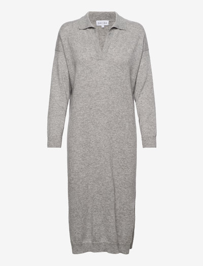 Open Collar Dress - neulemekot - light grey