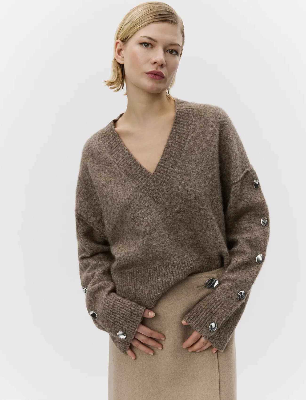 Day Birger et Mikkelsen Solange - Cozy Days, S, Brown, Strik > Trøjer, Dame